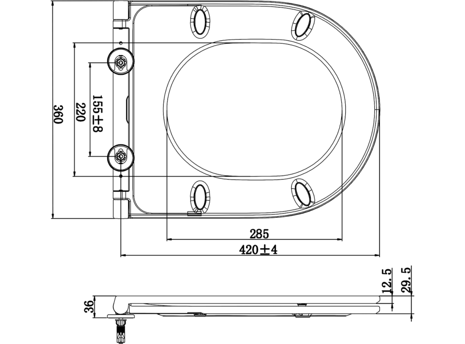 Sapho PACO WC sedátko, SLIM, Soft Close, Easy Take, biela PCS1014