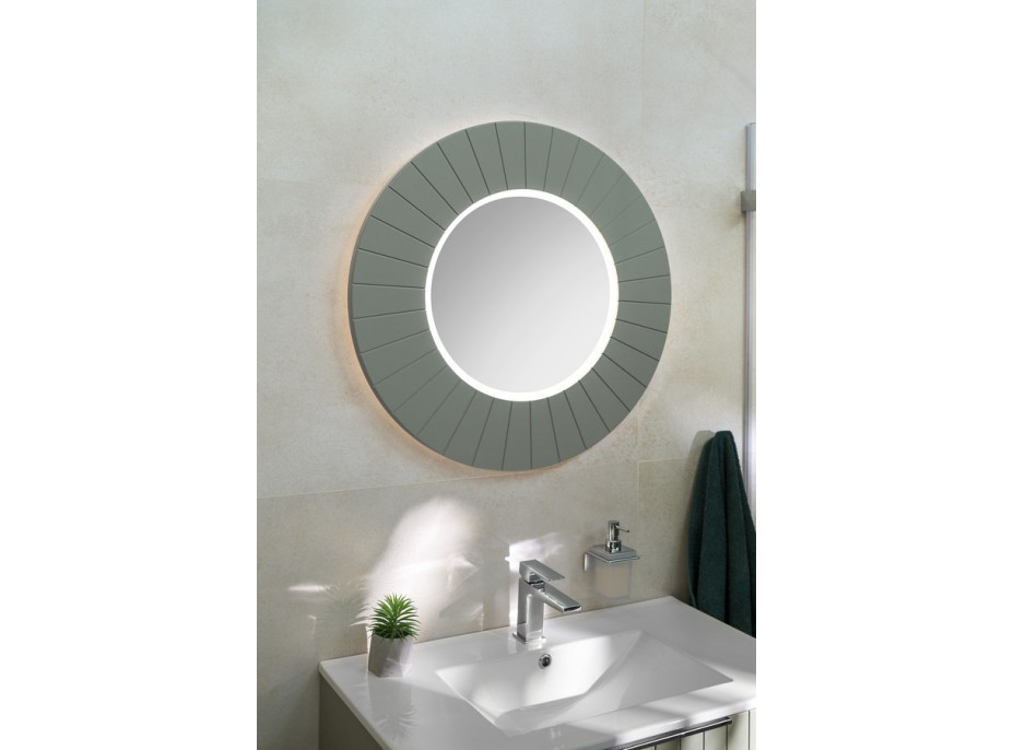 Sapho LUMIRO STRIP okrúhle zrkadlo s LED osvetlením v ráme ø 75cm, verde LR750-4444S