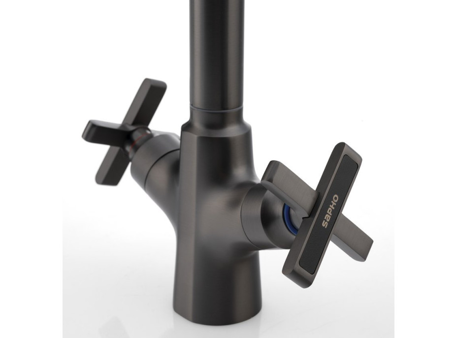 Sapho XELLA stojanková drezová batéria, gun metal XE603GM