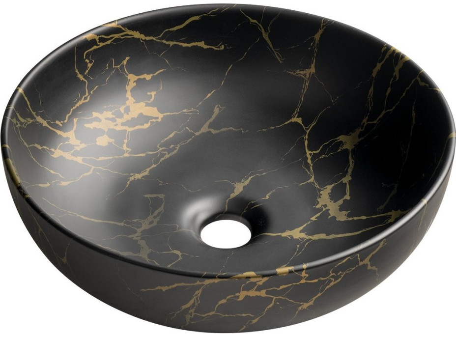 Sapho RONDANE keramické umývadlo na dosku Ø 41cm, portoro mramor AR435PT