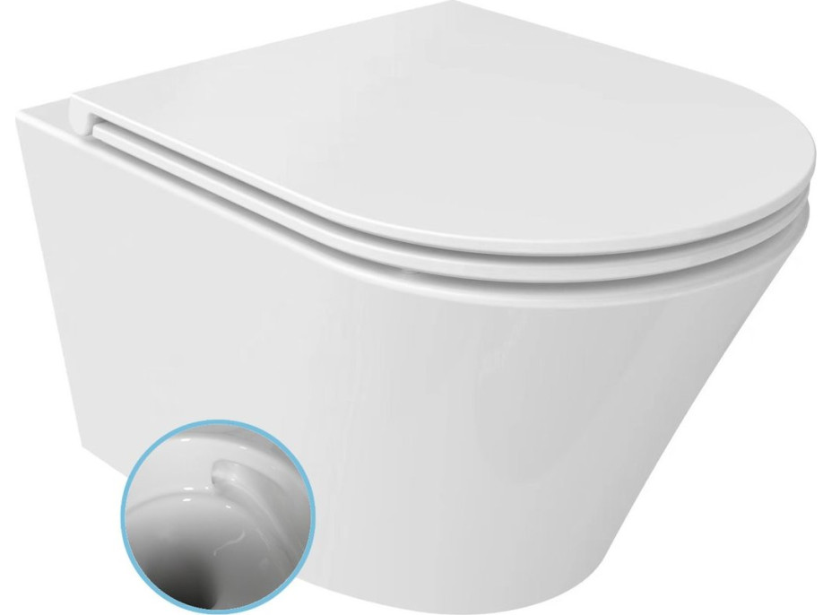 Sapho PACO závesná WC misa, Vortex Rimless, 36x53cm, biela PZ1012V