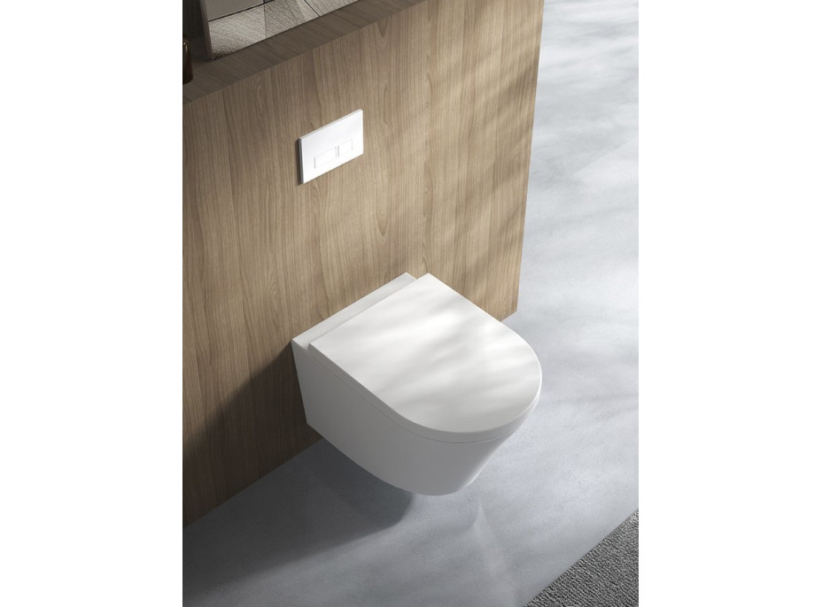 Sapho PACO SHORT závesná WC misa, Rimless, 36x47, 5cm, biela PZ1012SH