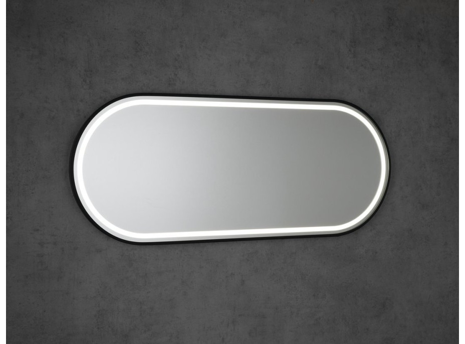 Sapho KAIRA oválne zrkadlo s LED osvetlením 120x50cm, čierna mat KA500