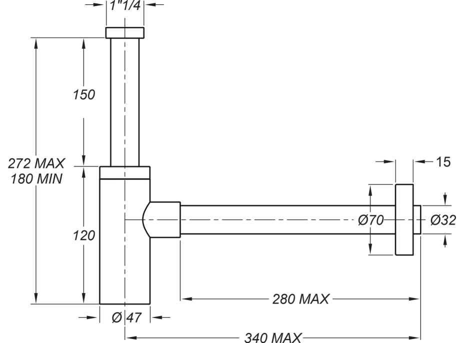 Sapho Umývadlový sifón 5/4", odpad 32mm, okrúhly, zlato mat SI519D