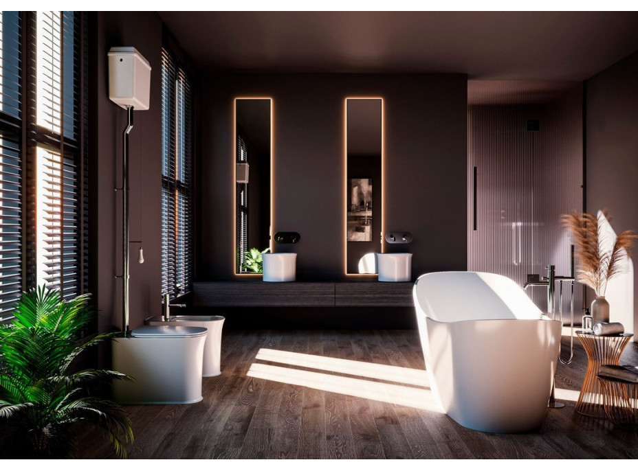 Kerasan THE NEW YORKER WC misa stojaca pre vysokú nádržku, 36, 5x60cm, spodný/zadný odpad, biela 561801-1