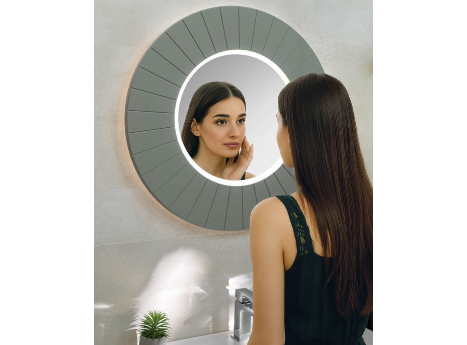 Sapho LUMIRO STRIP okrúhle zrkadlo s LED osvetlením v ráme ø 75cm, verde LR750-4444S