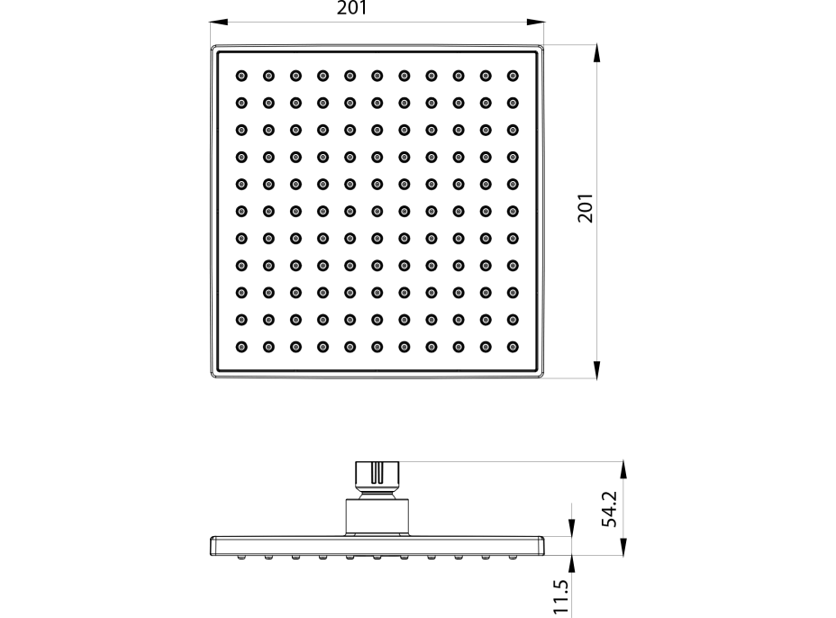 Aqualine Hlavová sprcha, 200x200mm, ABS/chróm SC164