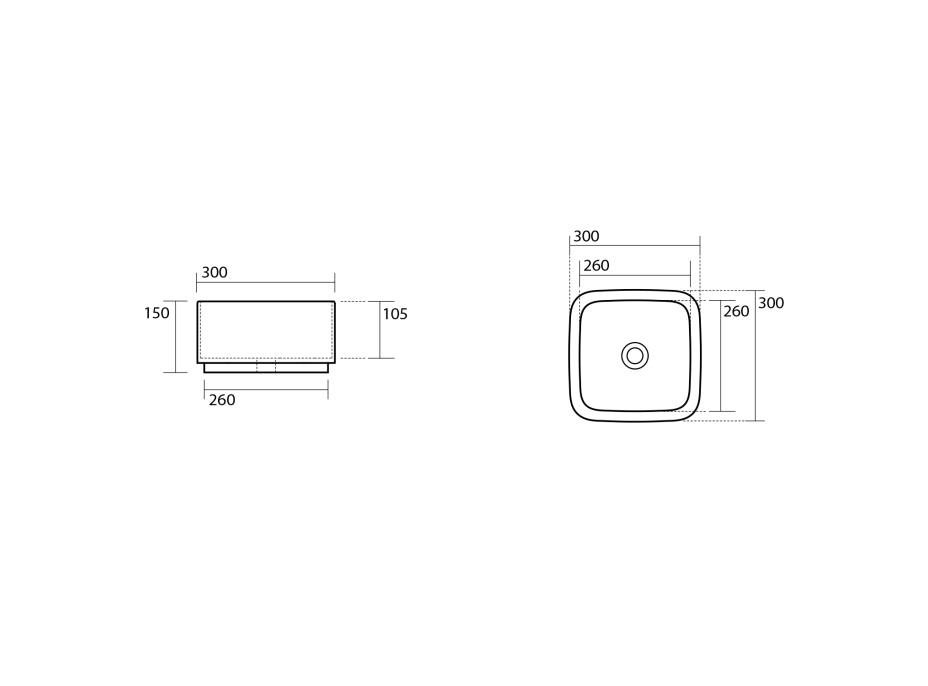 Kerasan HAKO keramické umývadlo na dosku 30x30cm, čierna mat 554331