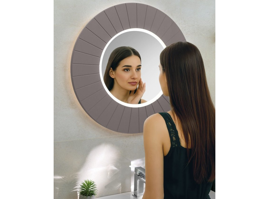 Sapho LUMIRO STRIP okrúhle zrkadlo s LED osvetlením v ráme ø 75cm, agila LR750-4343S