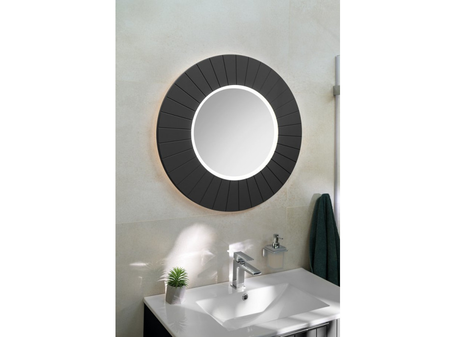 Sapho LUMIRO STRIP okrúhle zrkadlo s LED osvetlením v ráme ø 75cm, carina LR750-4141S