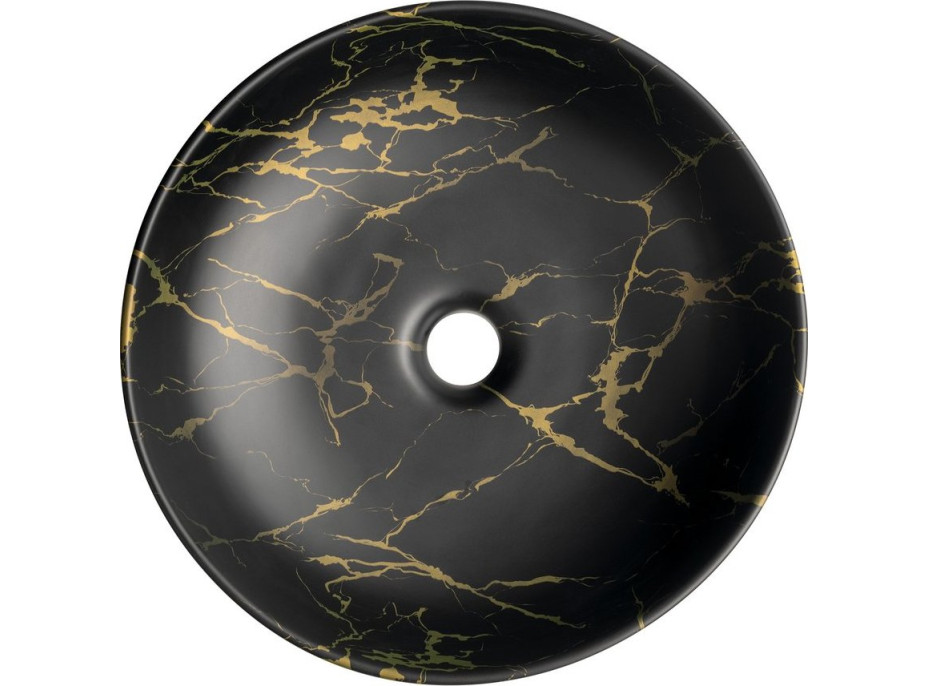 Sapho RONDANE keramické umývadlo na dosku Ø 41cm, portoro mramor AR435PT