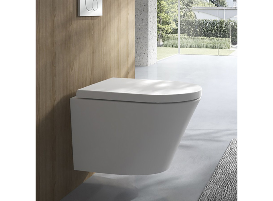 Sapho PACO SHORT závesná WC misa, Rimless, 36x47, 5cm, biela PZ1012SH