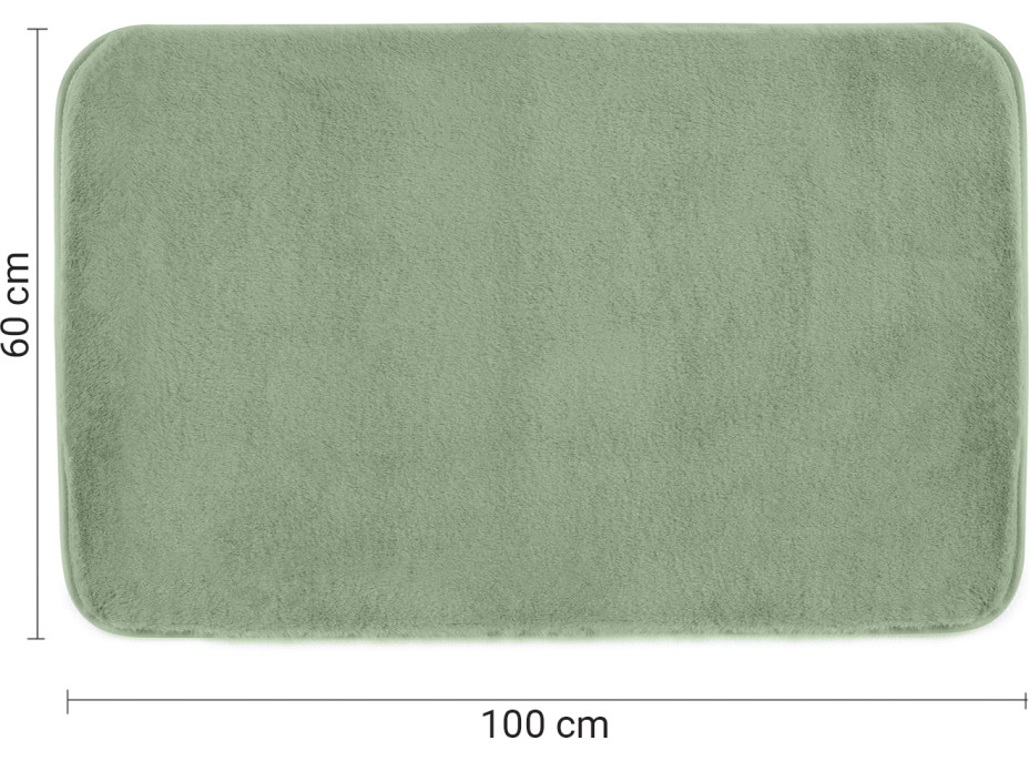 Gedy FUZZY kúpeľňová predložka, 60x100cm, 100% polyester, protišmyk, zelená 96FY100607
