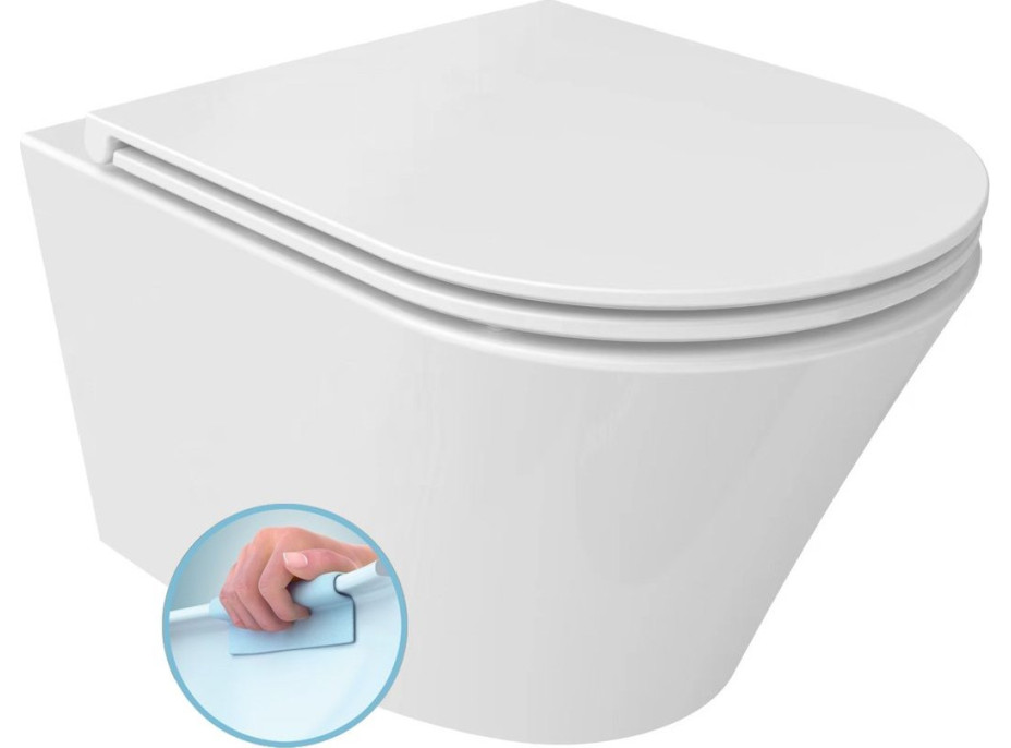 Sapho PACO SHORT závesná WC misa, Rimless, 36x47, 5cm, biela PZ1012SH