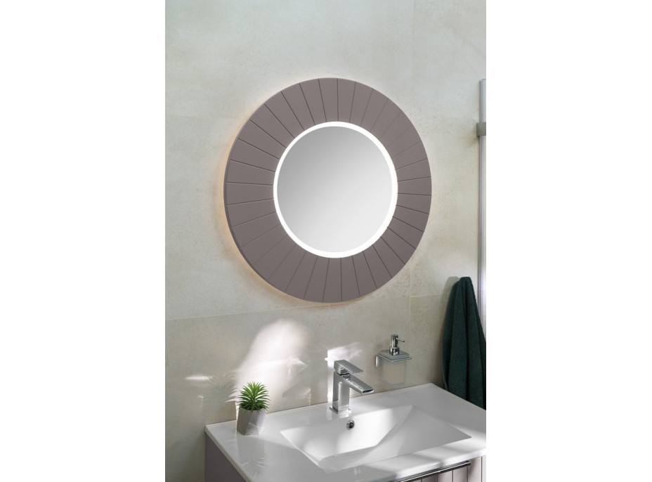 Sapho LUMIRO STRIP okrúhle zrkadlo s LED osvetlením v ráme ø 75cm, agila LR750-4343S