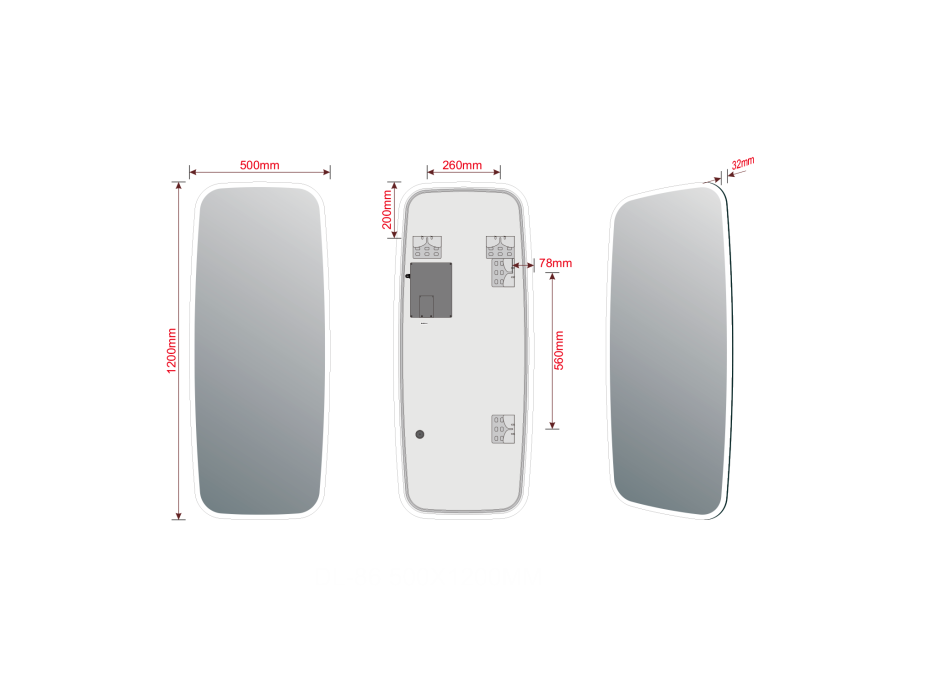 Sapho TONG zrkadlo s LED osvetlením 120x50cm TN5012