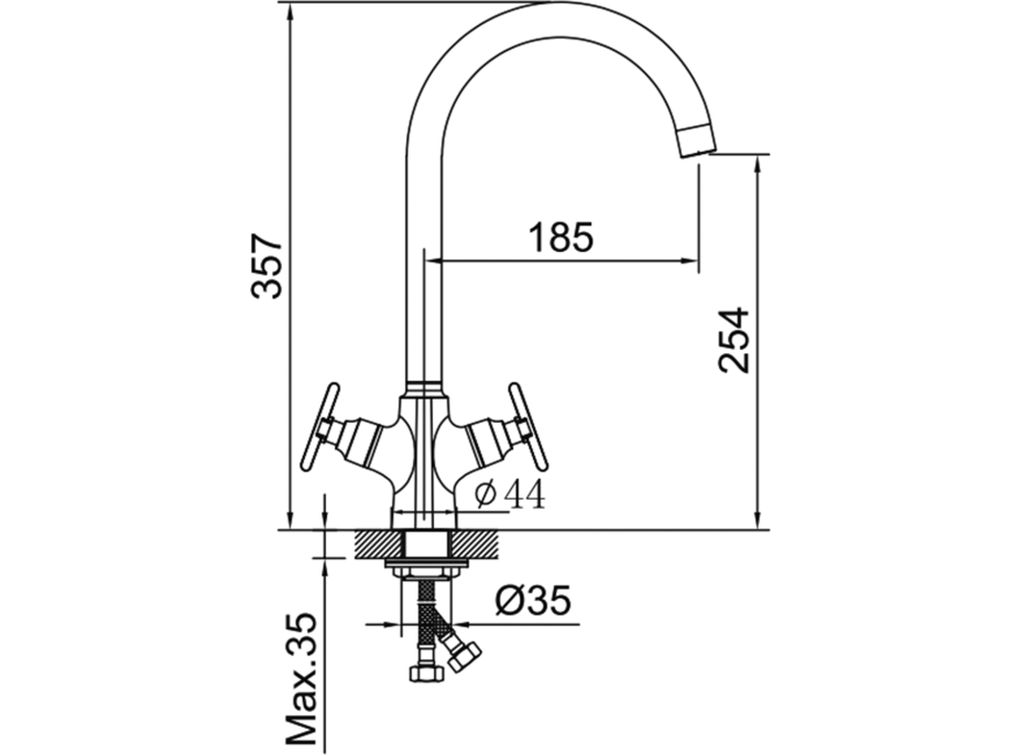 Sapho XELLA stojanková drezová batéria, gun metal XE603GM