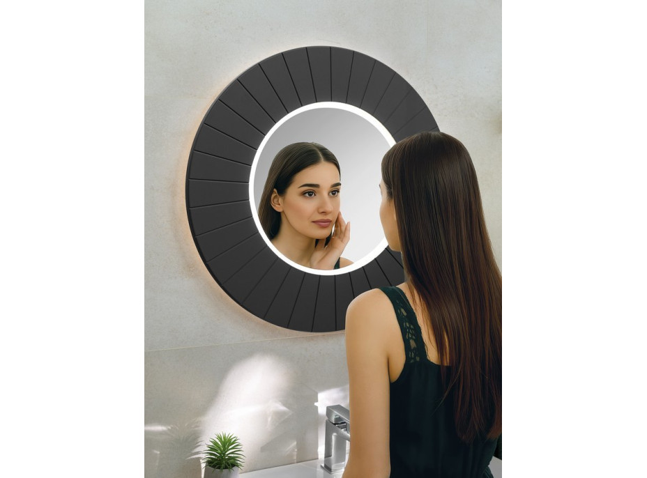 Sapho LUMIRO STRIP okrúhle zrkadlo s LED osvetlením v ráme ø 75cm, carina LR750-4141S