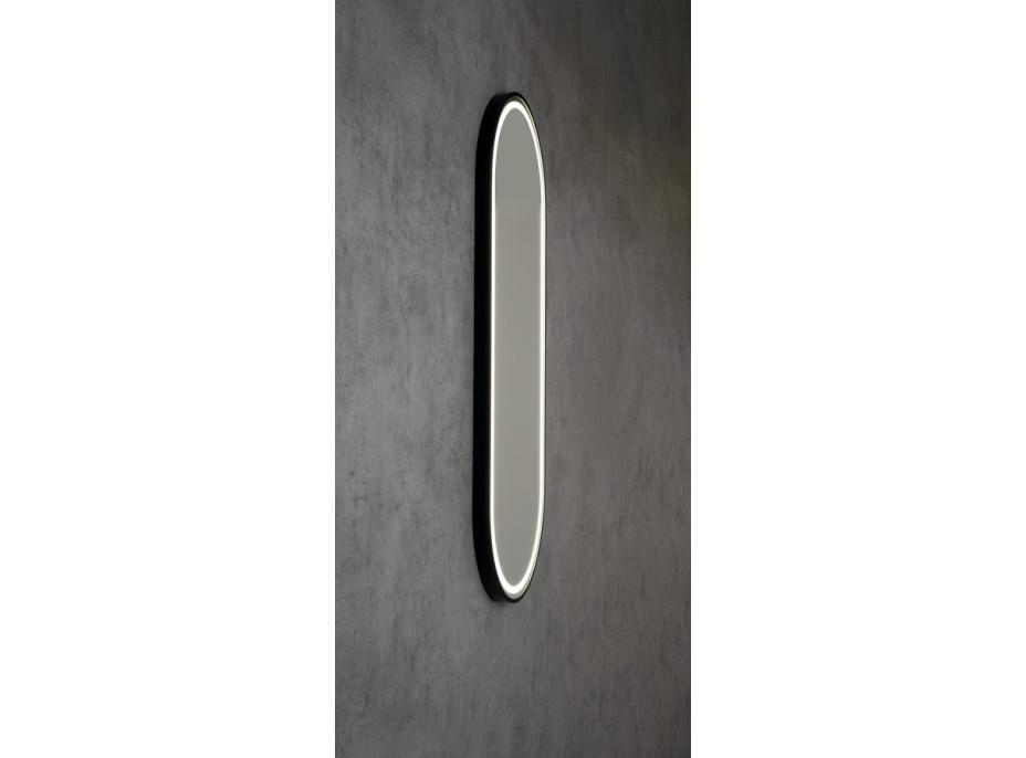 Sapho KAIRA oválne zrkadlo s LED osvetlením 120x50cm, čierna mat KA500