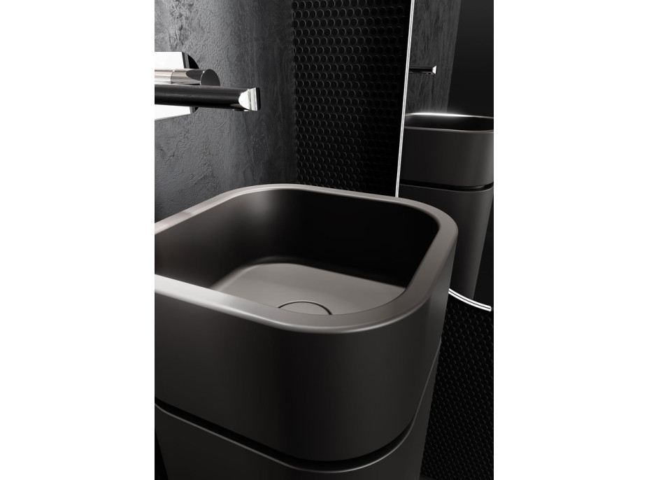 Kerasan HAKO keramické umývadlo na dosku 30x30cm, čierna mat 554331