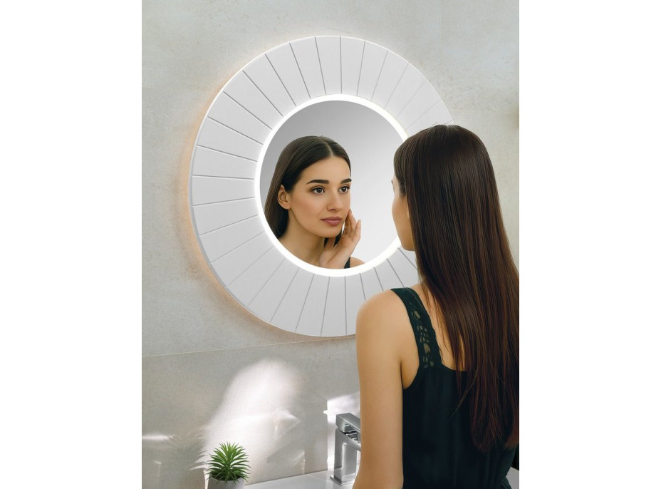 Sapho LUMIRO STRIP okrúhle zrkadlo s LED osvetlením v ráme ø 75cm, biela mat LR750-3131S