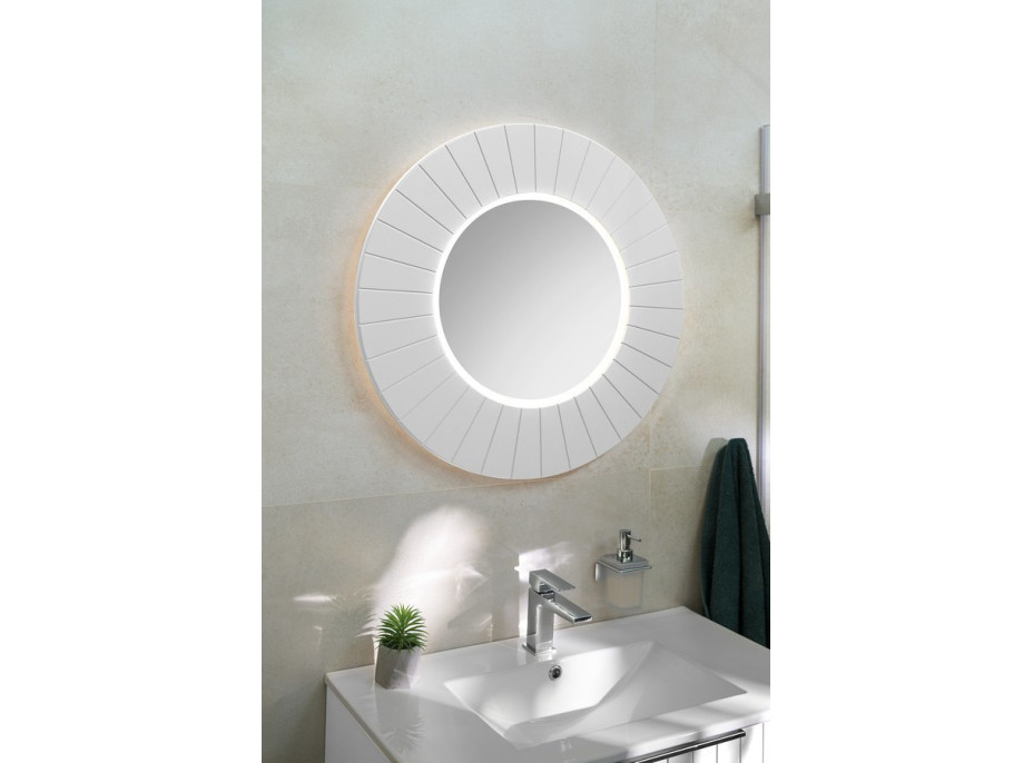 Sapho LUMIRO STRIP okrúhle zrkadlo s LED osvetlením v ráme ø 75cm, biela mat LR750-3131S