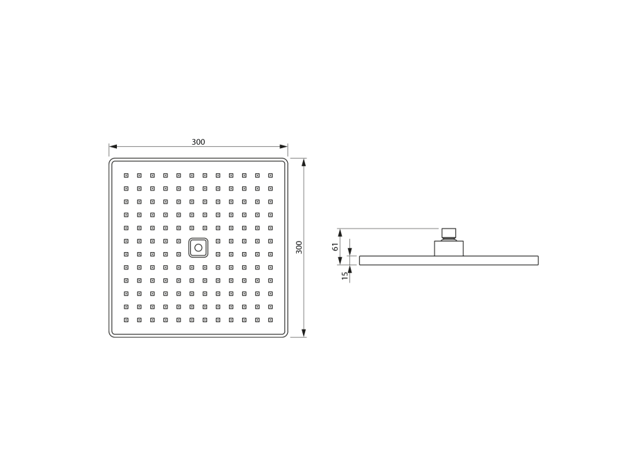 Aqualine Hlavová sprcha, 300x300mm, ABS/chróm SC174