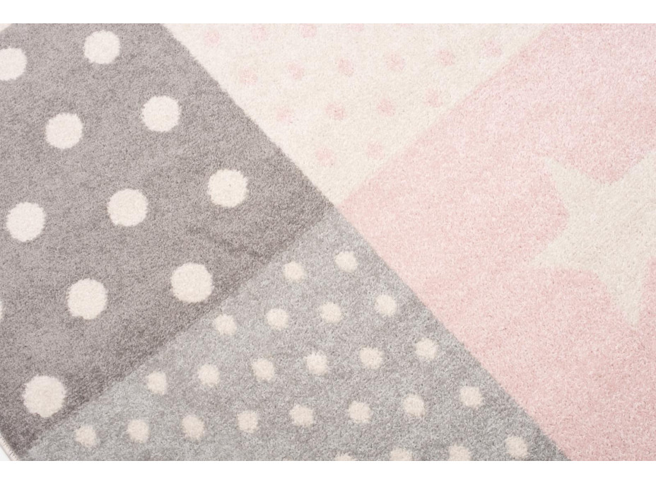 Kusový koberec AZUR srdiečka a hviezdičky - šedý/ružový/biely, 160x220 cm