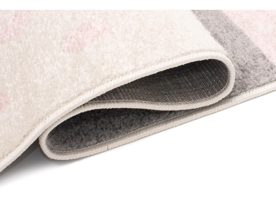 Kusový koberec AZUR srdiečka a hviezdičky - šedý/ružový/biely, 160x220 cm