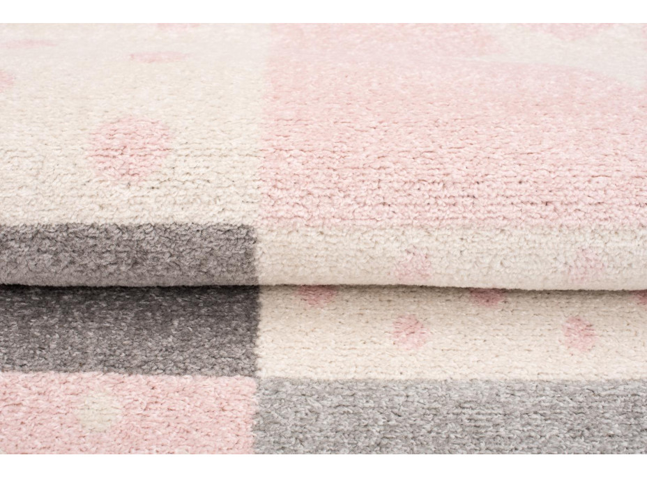 Kusový koberec AZUR srdiečka a hviezdičky - šedý/ružový/biely, 160x220 cm