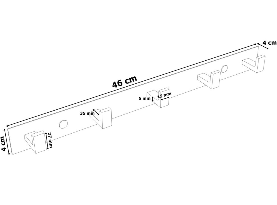 Strieborný kovový vešiak PSINO 43,5 cm