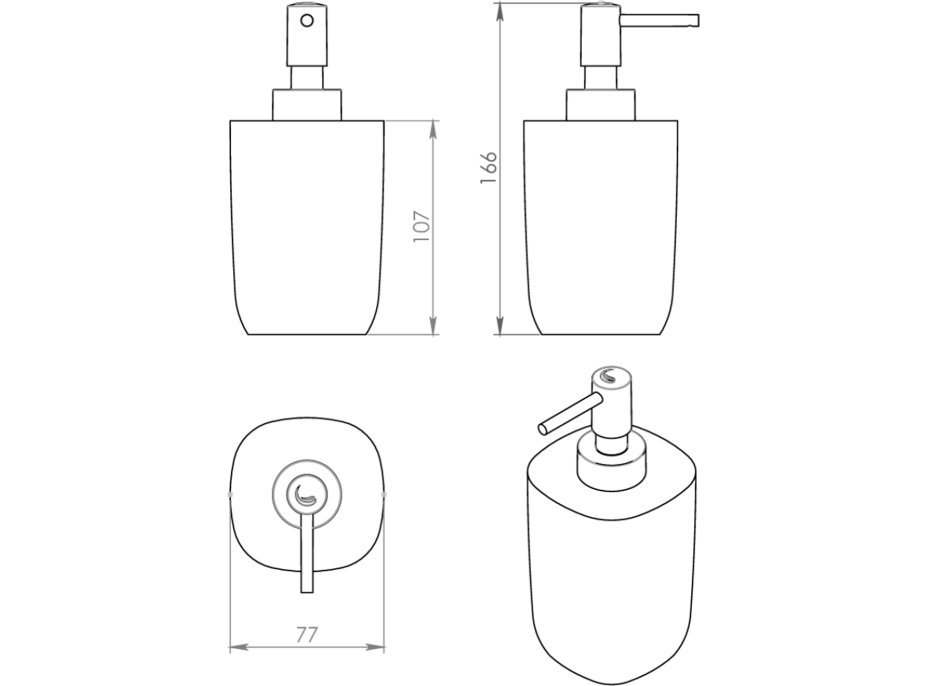 Gedy YLENIA dávkovač mydla na postavenie, zelená YL8007