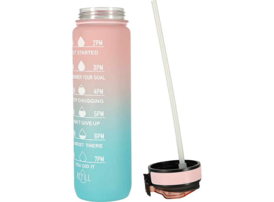 Fľaša na vodu 1l - ružová/tyrkysová