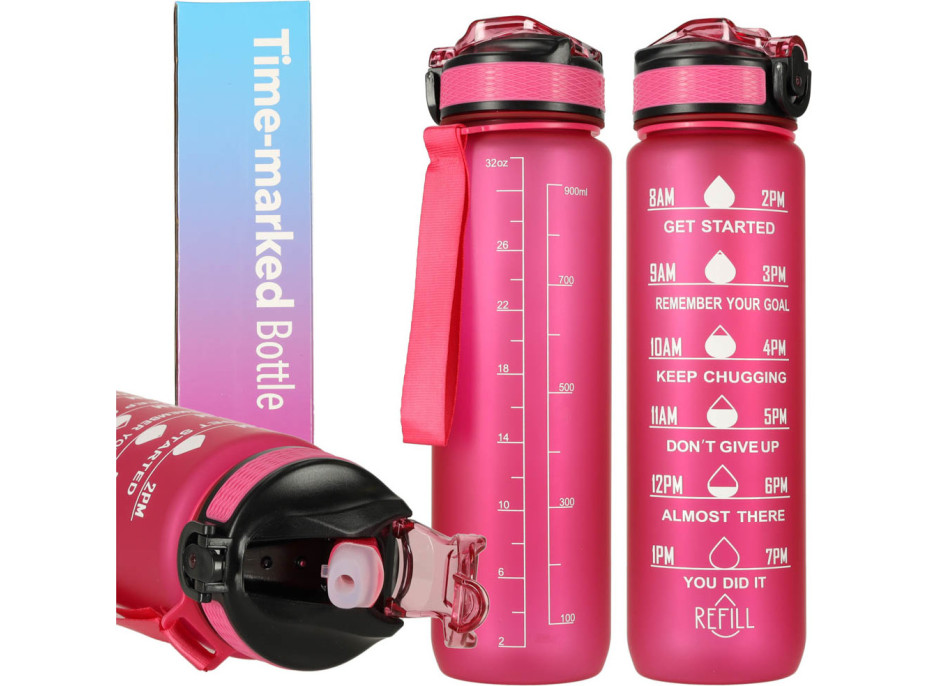 Fľaša na vodu 1l - ružová