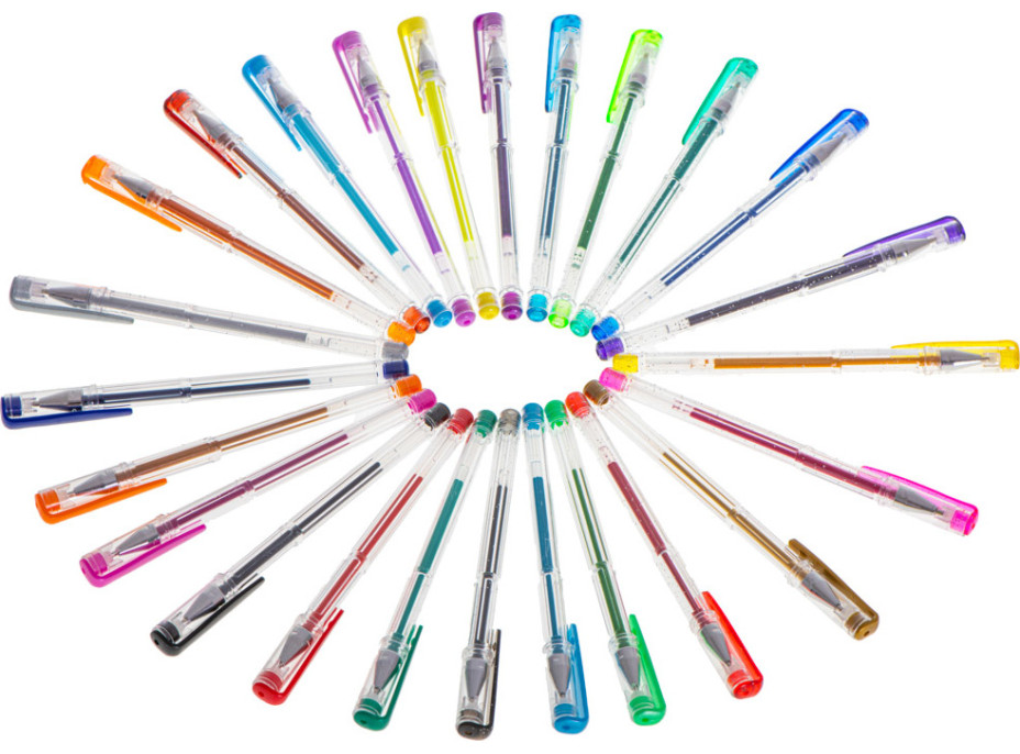 Farebné trblietavé gélové perá - sada 25 ks