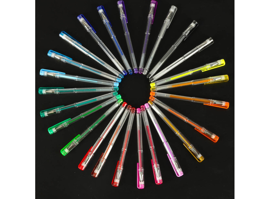 Farebné trblietavé gélové perá - sada 25 ks