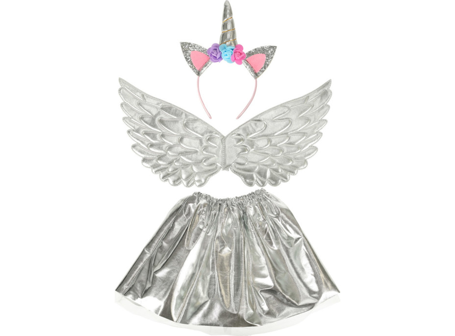 Karnevalový kostým Jednorožec - strieborný