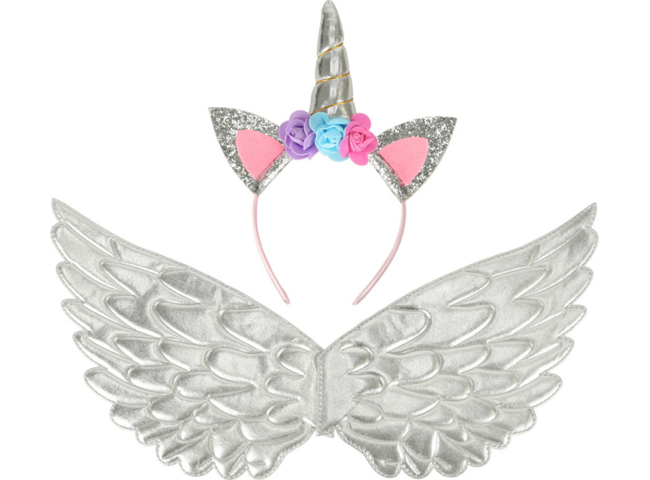 Karnevalový kostým Jednorožec - strieborný