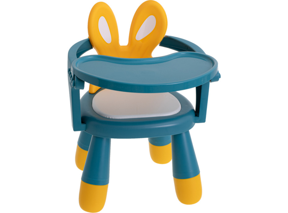 Detská jedálenská stolička Zajačik - modrá / žltá