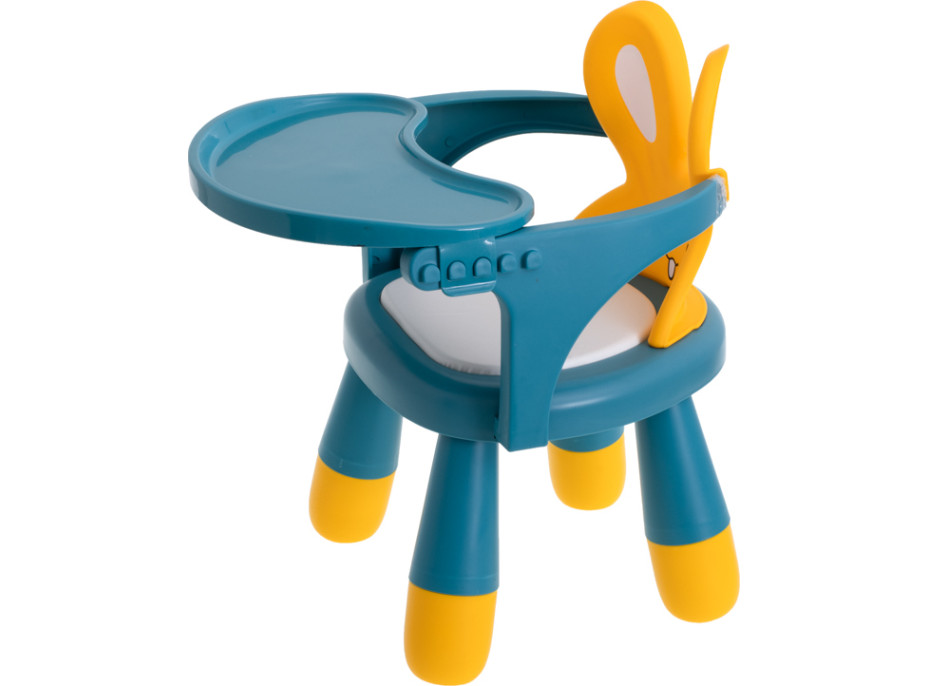 Detská jedálenská stolička Zajačik - modrá / žltá