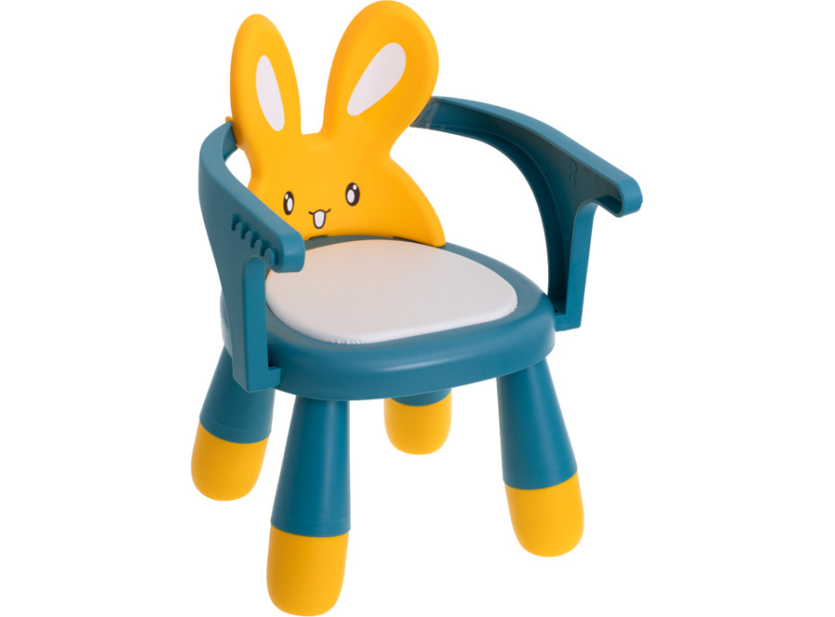 Detská jedálenská stolička Zajačik - modrá / žltá