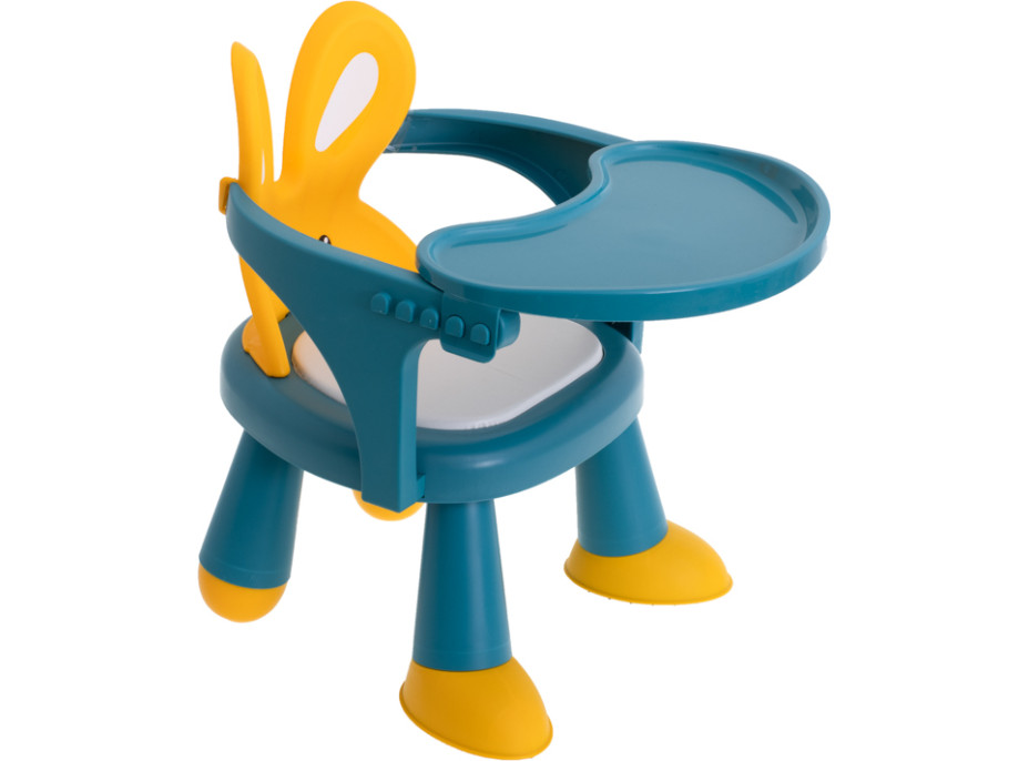 Detská jedálenská stolička Zajačik - modrá / žltá
