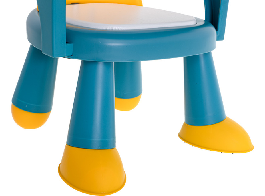 Detská jedálenská stolička Zajačik - modrá / žltá