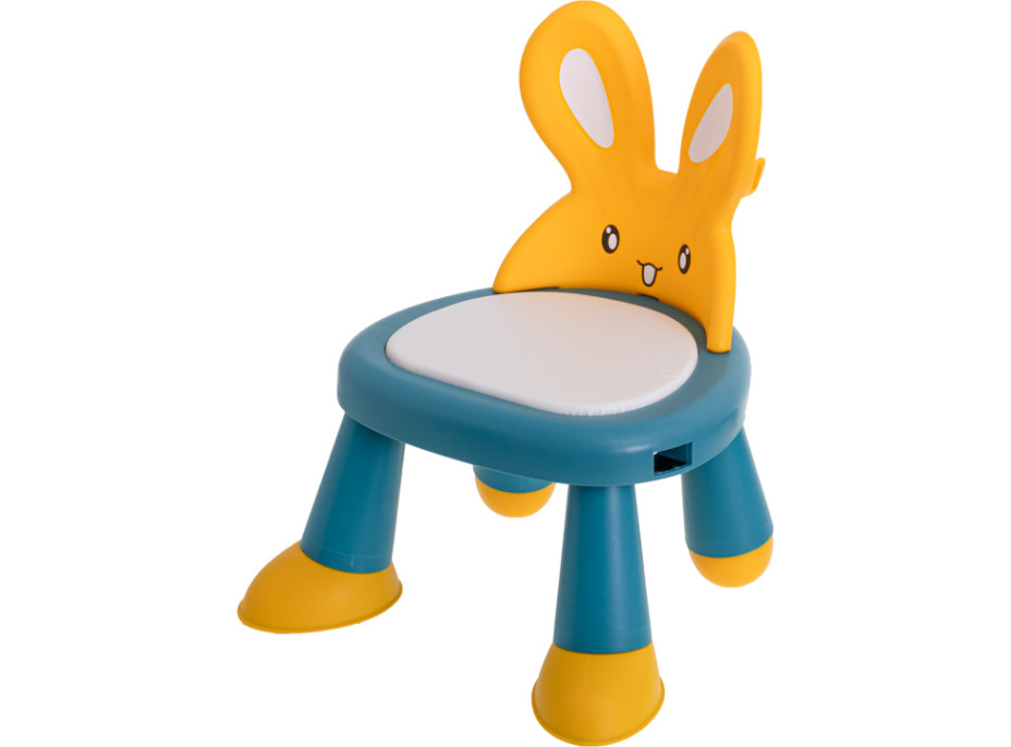 Detská jedálenská stolička Zajačik - modrá / žltá