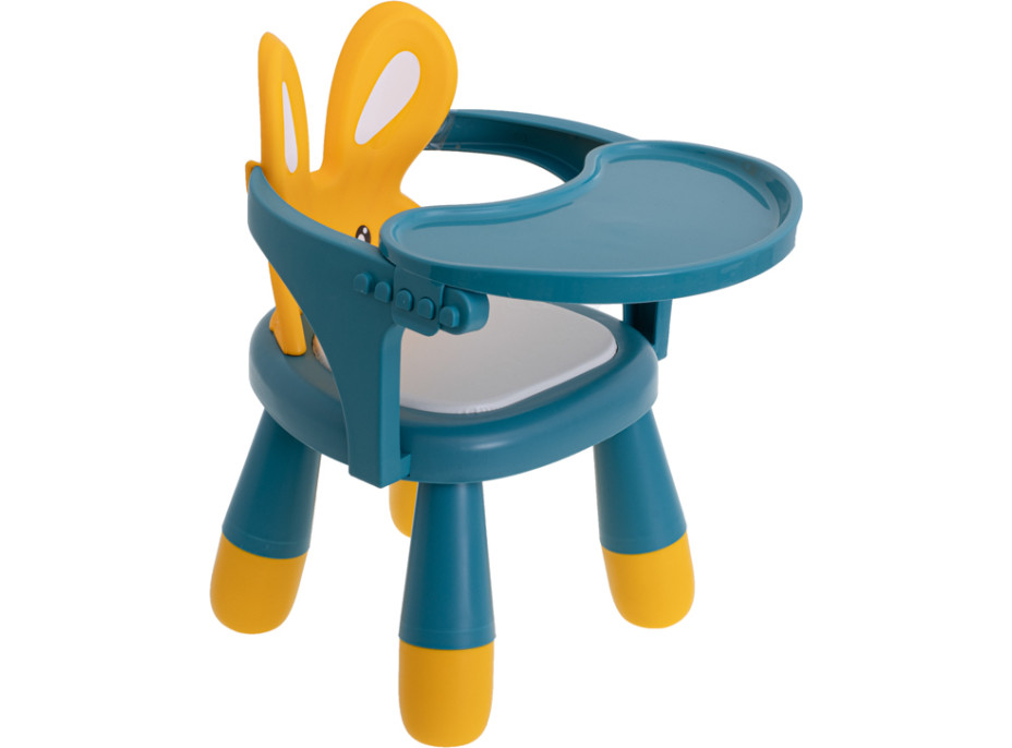 Detská jedálenská stolička Zajačik - modrá / žltá