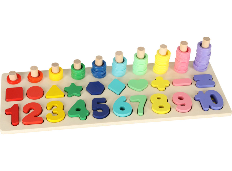 Drevená Montessori vkladačka s tvarmi a číslami 3v1