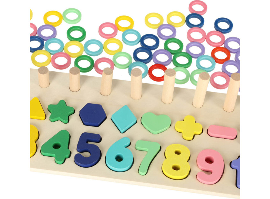 Drevená Montessori vkladačka s tvarmi a číslami 3v1