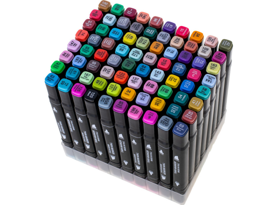 Obojstranné liehové fixy v púzdre 80 ks + stojan