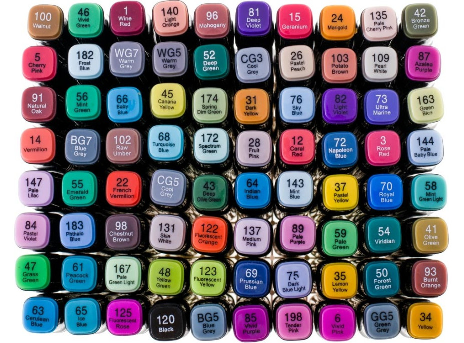 Obojstranné liehové fixy v púzdre 80 ks + stojan