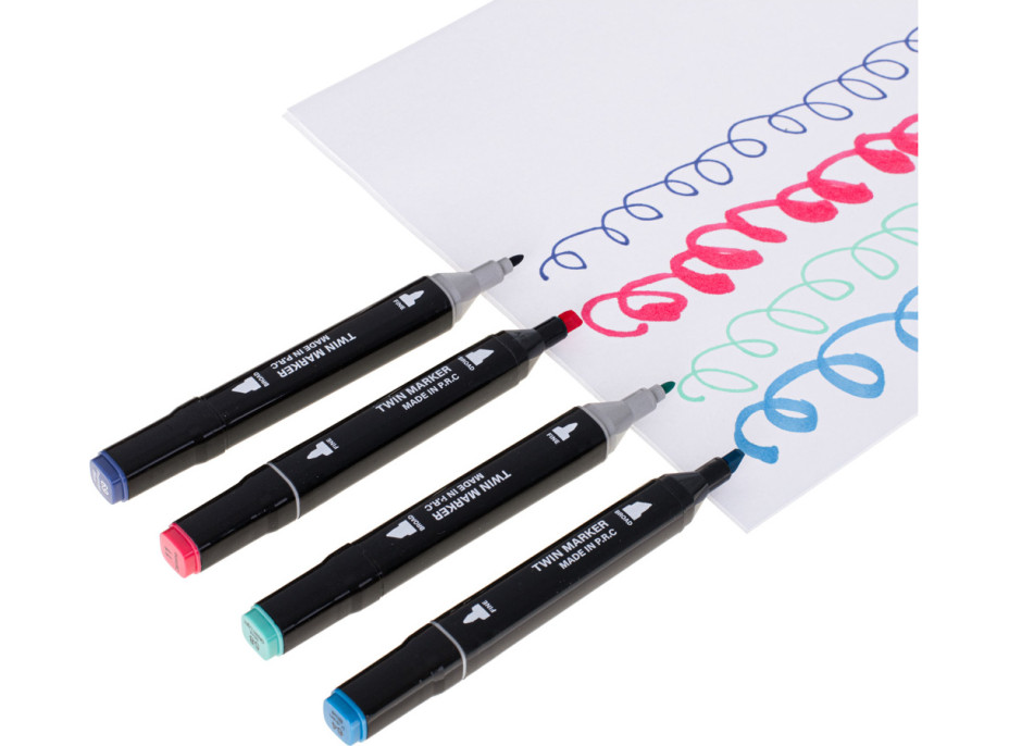 Obojstranné liehové fixy v púzdre 80 ks + stojan